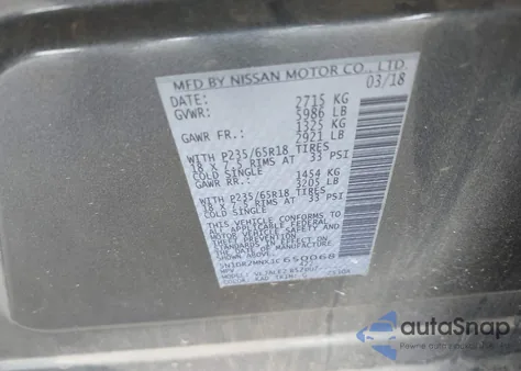 2018 Nissan Pathfinder Sv from USA, damaged, VIN 5N1DR2MNXJC650068